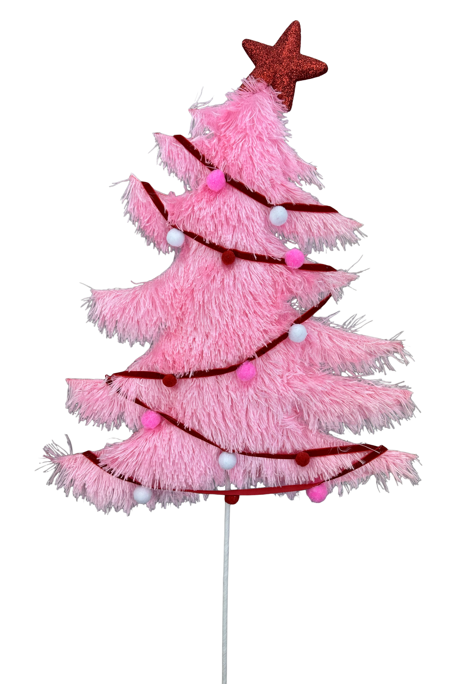 Furry Christmas Tree Spray H28xW12 Pink - Burlap and Bling Decor