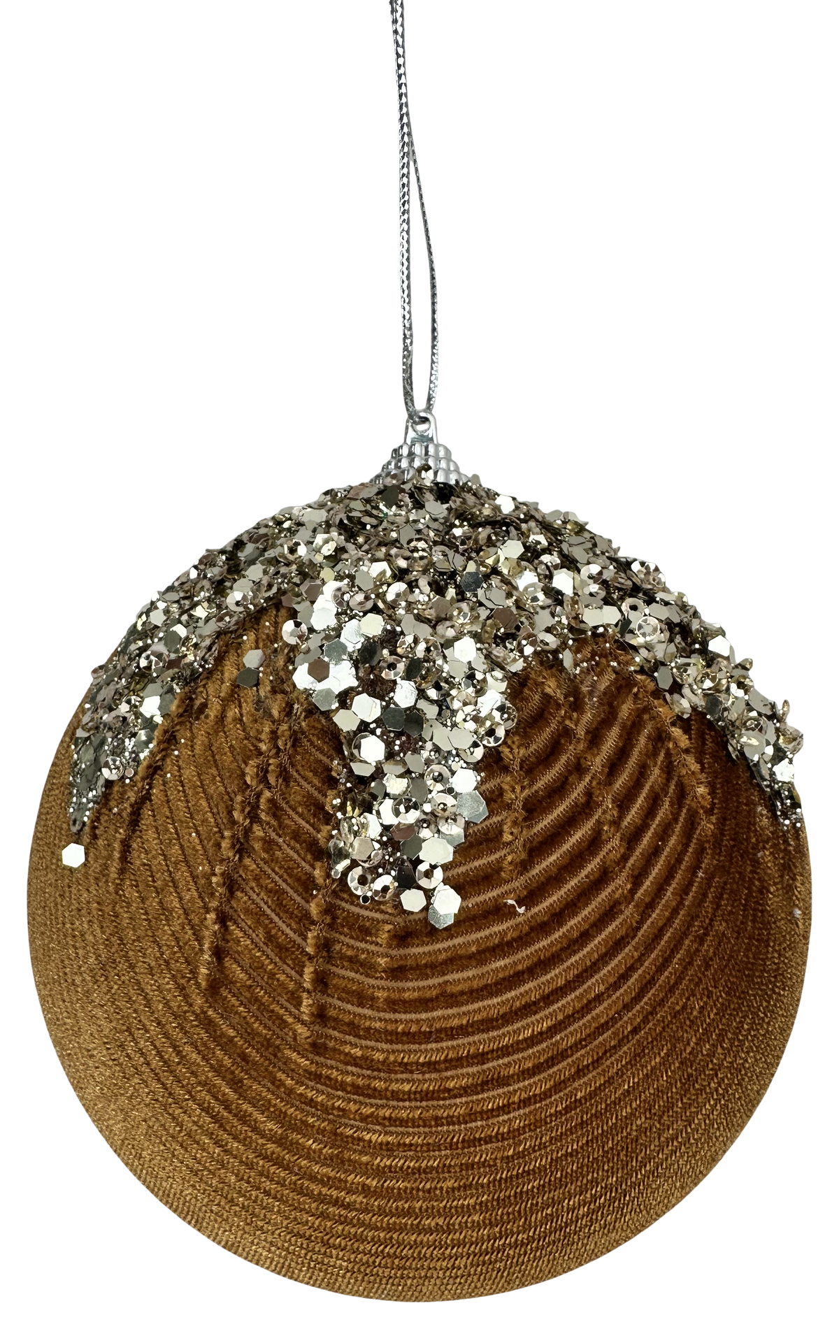 5" Silver Sequin Mocha Velvet Ball