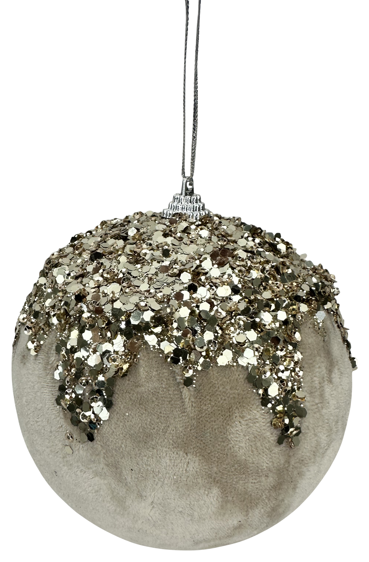 5" Sequin Taupe Velvet Ball