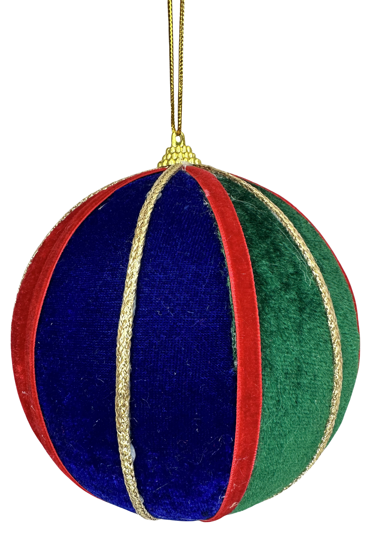 Velvet Ball 5" Ornament Blue.Red,Green, Gold