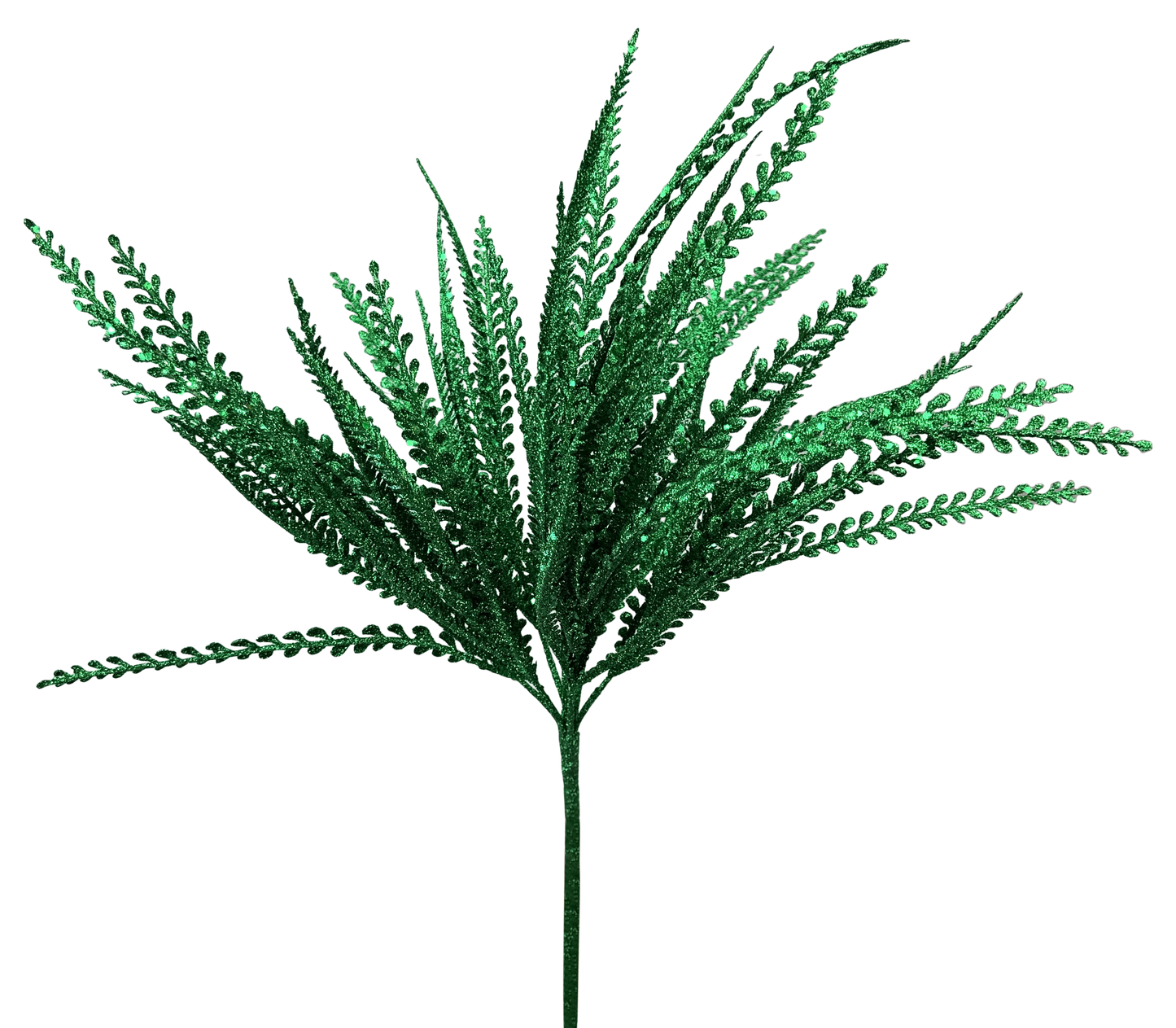 Green Glitter Button Fern Spray x7 stem