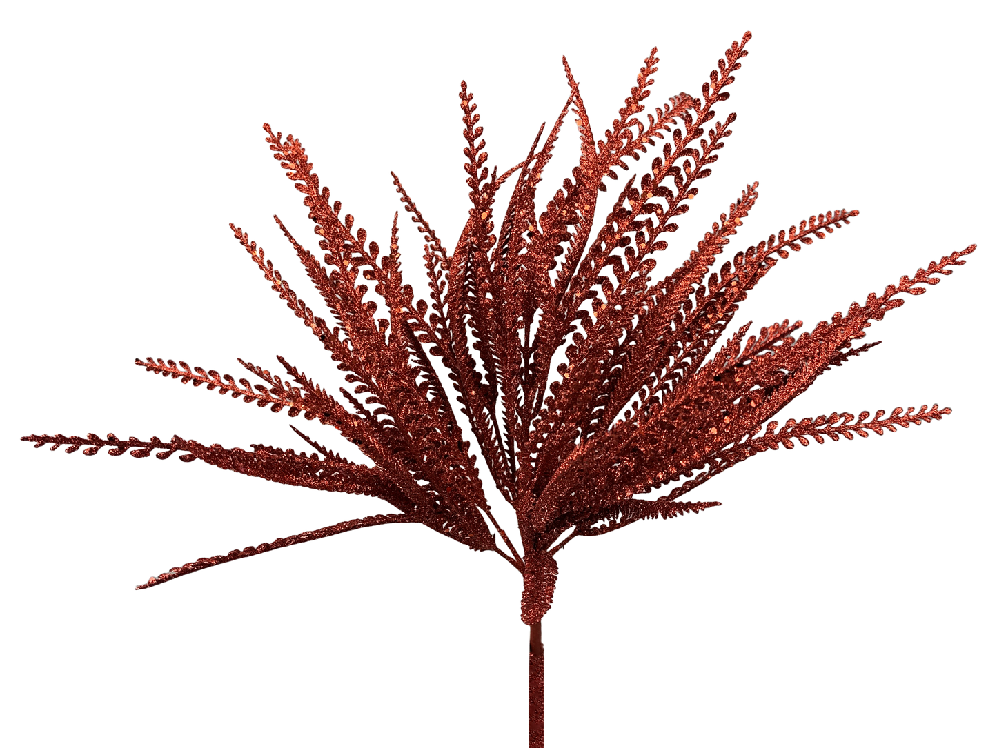Red Glitter Button Fern Spray