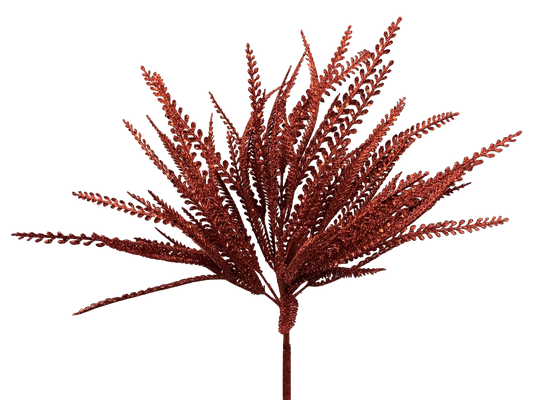 Red Glitter Button Fern Spray