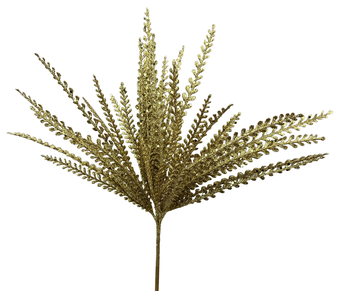 Gold Glitter Button Fern Spray