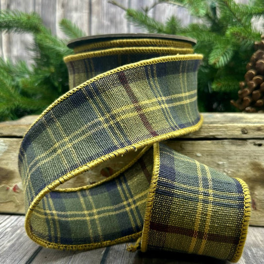 2.5” x 10yds cotton duck farmhouse plaid, mustard..NO TWO ALIKE - Burlap and Bling Decor