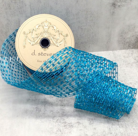 4" x 10yds metallic diamond stretch tinsel, teal