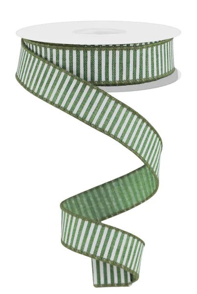 7/8"X10YD HORIZONTAL STRIPES/ROYAL CLOVER GREEN/WHITE - Burlap and Bling Decor