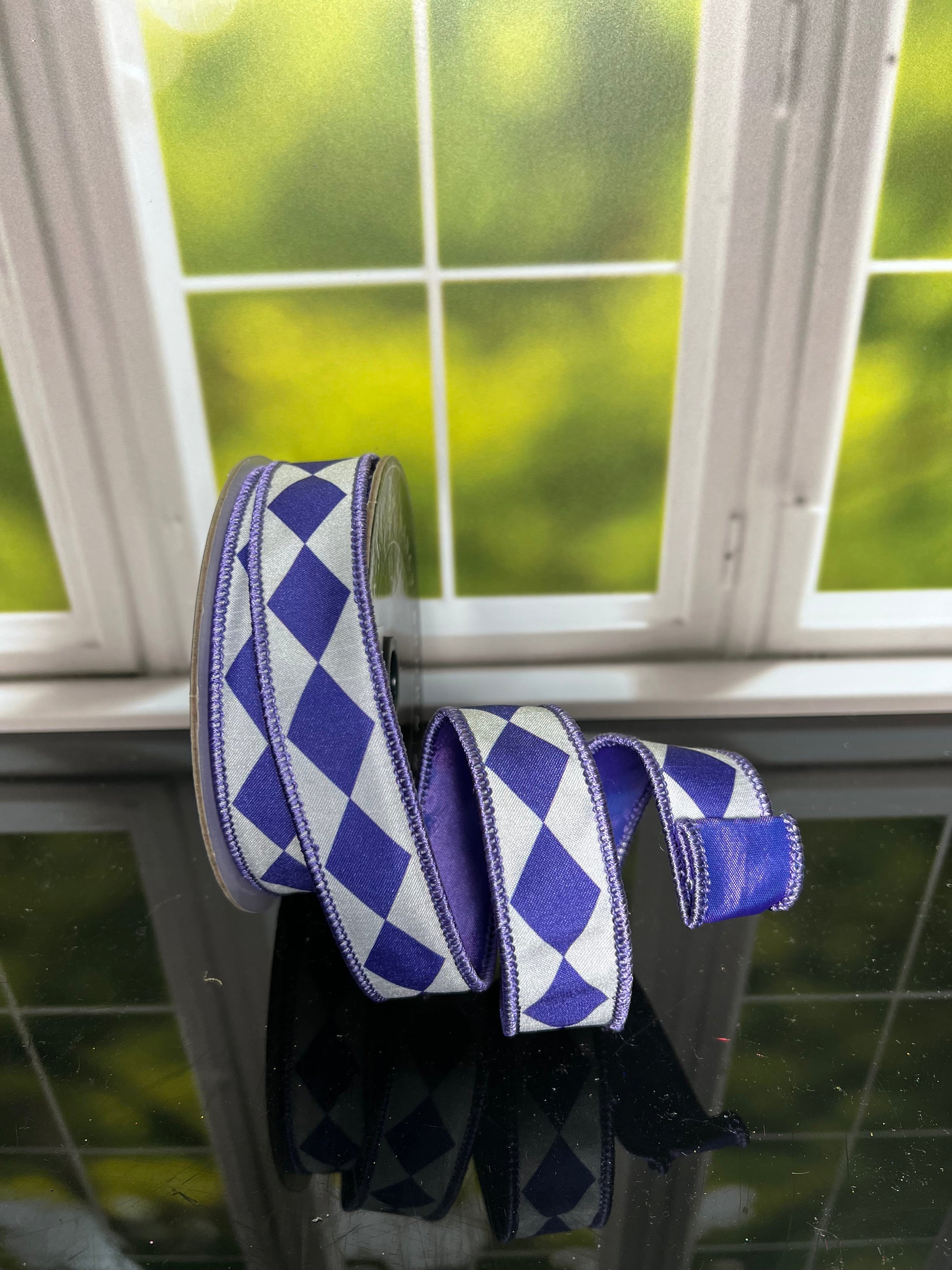 Purple Diamond 1"x 10Y Double Sided Wired Ribbon - Burlap and Bling Decor