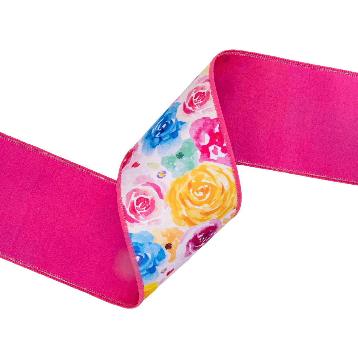 4" X 10 YRDS Bright Floral Wired Ribbon - Burlap and Bling Decor