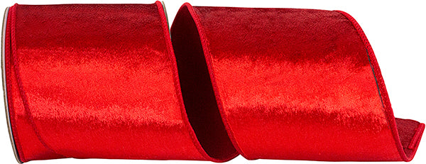 4" x 10 Yards RED DESIGNER PLUSH VELVET ELITE WIRED RIBBON