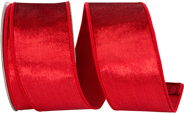 2.5" x 10 Yards RED DESIGNER PLUSH VELVET ELITE WIRED RIBBON