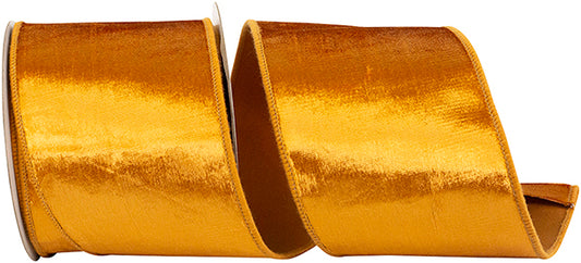 4" X 5 YDs Velvet Colors Plush Deluxe Backed Wired Ribbon, Copper - Burlap and Bling Decor