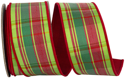 2.5 x 10 yards PLAID JUMBO TRADITION DELUXE DUPIONI BACKED WIRED EDGE - Burlap and Bling Decor