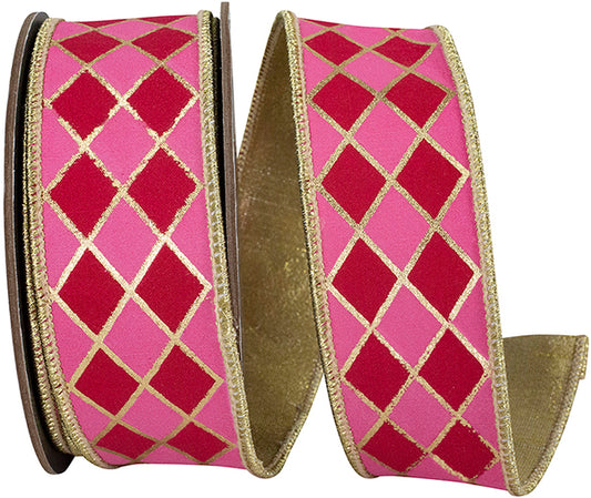 1.5" X5 YDS FUCHSIA/PINK DIAMOND ELITE METALLIC OUTLINE DELUXE WIRED RIBBON