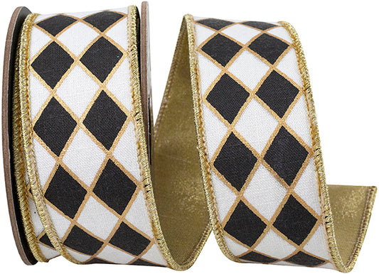 1.5" X 5YD DIAMOND ELITE METALLIC OUTLINE DELUXE WIRED EDGE RIBBON - Burlap and Bling Decor