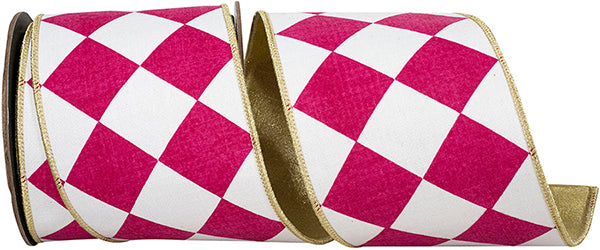 4" X 10 YARDS GRAND DIAMOND DELUXE METALLIC BACKED RIBBON FUCHSIA Wired Ribbon - Burlap and Bling Decor