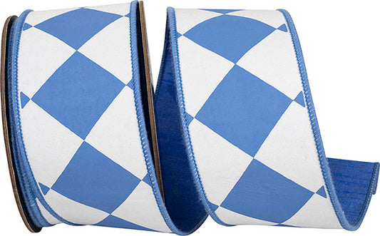 2.5" X 10YD GRAND DIAMOND DUPIONI DELUXE WIRED RIBBON BLUE/WHITE