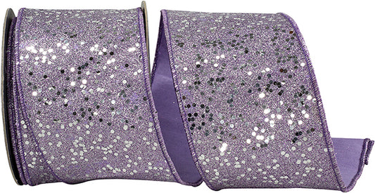 4" x 10 Yrds LAVENDER DISCO GLITTER SEQUIN WIRED  RIBBON