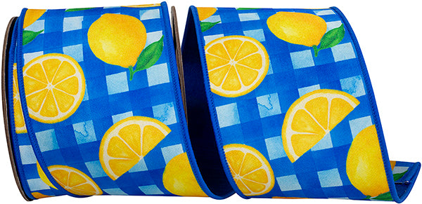 4" x 10 yrds LEMON PICNIC ROYALE FUSED DUPIONI BACKED WIRED RIBBON
