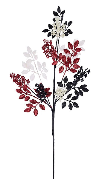 GLITTER LEAF SEED SPRAY RED/WHITE BLACK