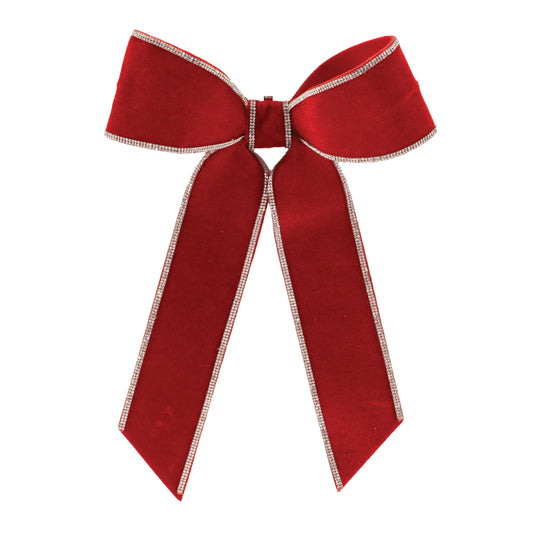 Bow 9"W x 14"H Red - Burlap and Bling Decor