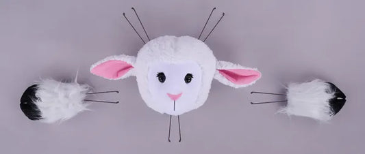 3 PIECE 10.5"L X 9.5"H LAMB DECOR KIT WHITE/PINK/BLACK - Burlap and Bling Decor