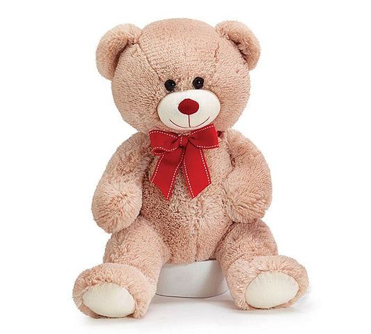15" SITTING BEIGE BEAR PLUSH - Burlap and Bling Decor