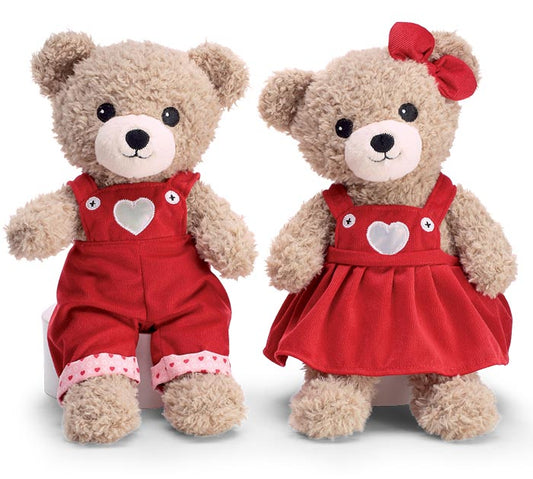 PLUSH VALENTINE DRESSED BEAR COUPLE IN RED - Burlap and Bling Decor