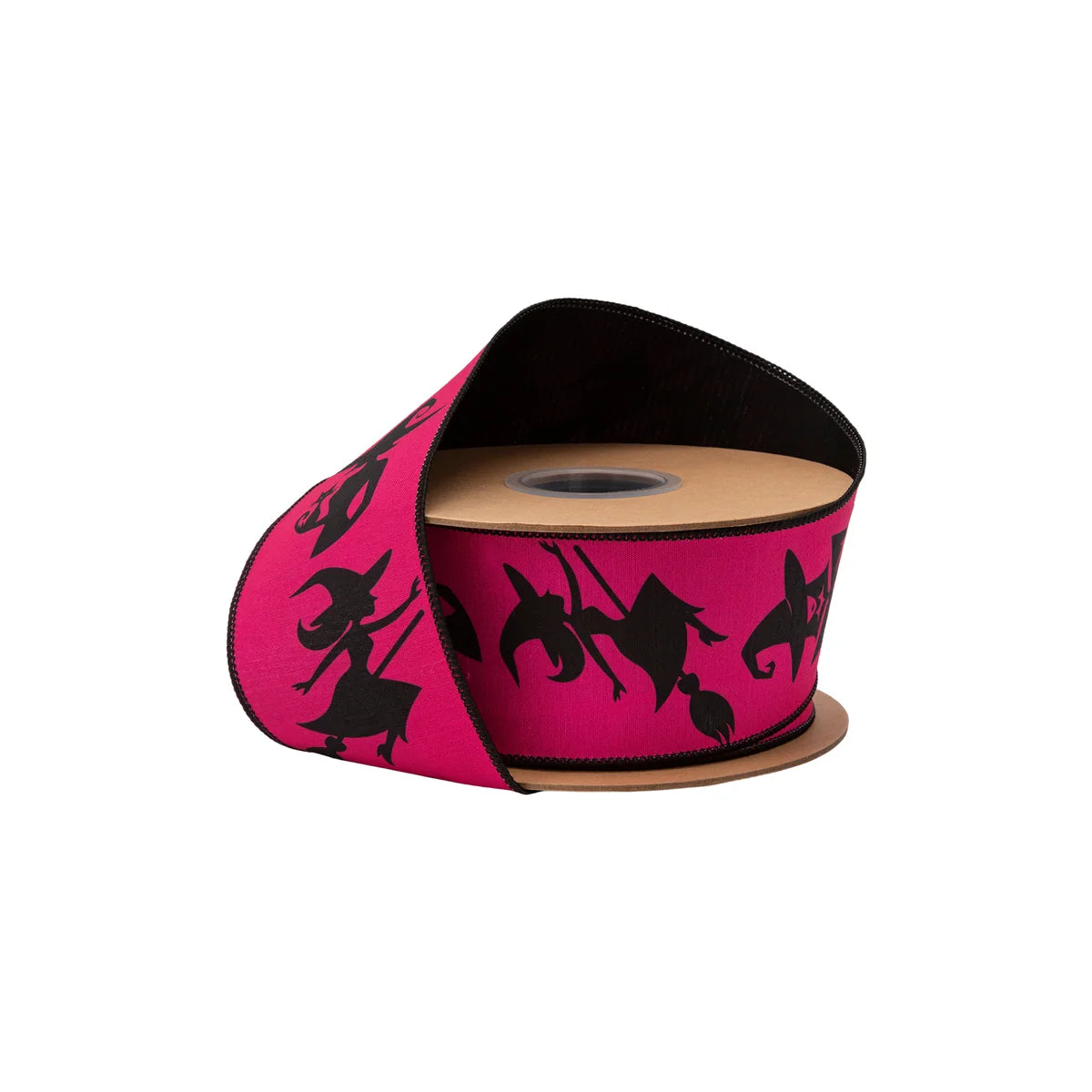 2 1/2" X 10YD Wired Ribbon I Witches on Hot Pink w/ Black Backing
