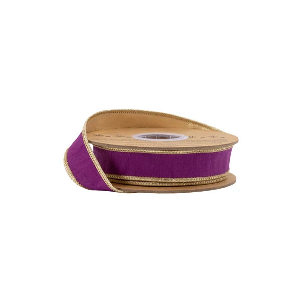 1" x 10 yrds Dupioni Ribbon Purple w/ Metallic Backing Heritage Velvet