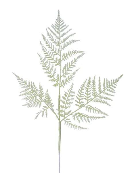 18.5"L GLITTER FERN LEAF SPRAY MINT GREEN - Burlap and Bling Decor