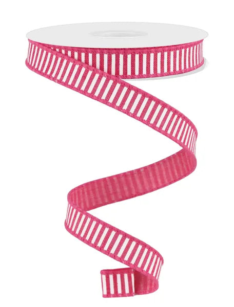 5/8"X10YD HORIZONTAL STRIPES/ROYAL HOT PINK/WHITE - Burlap and Bling Decor