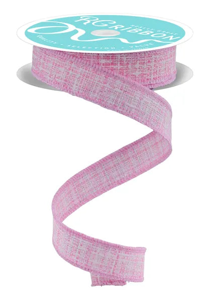 7/8"X10YD KNIT LOOK TEXTURE PINK/WHITE WIRED RIBBON - Burlap and Bling Decor
