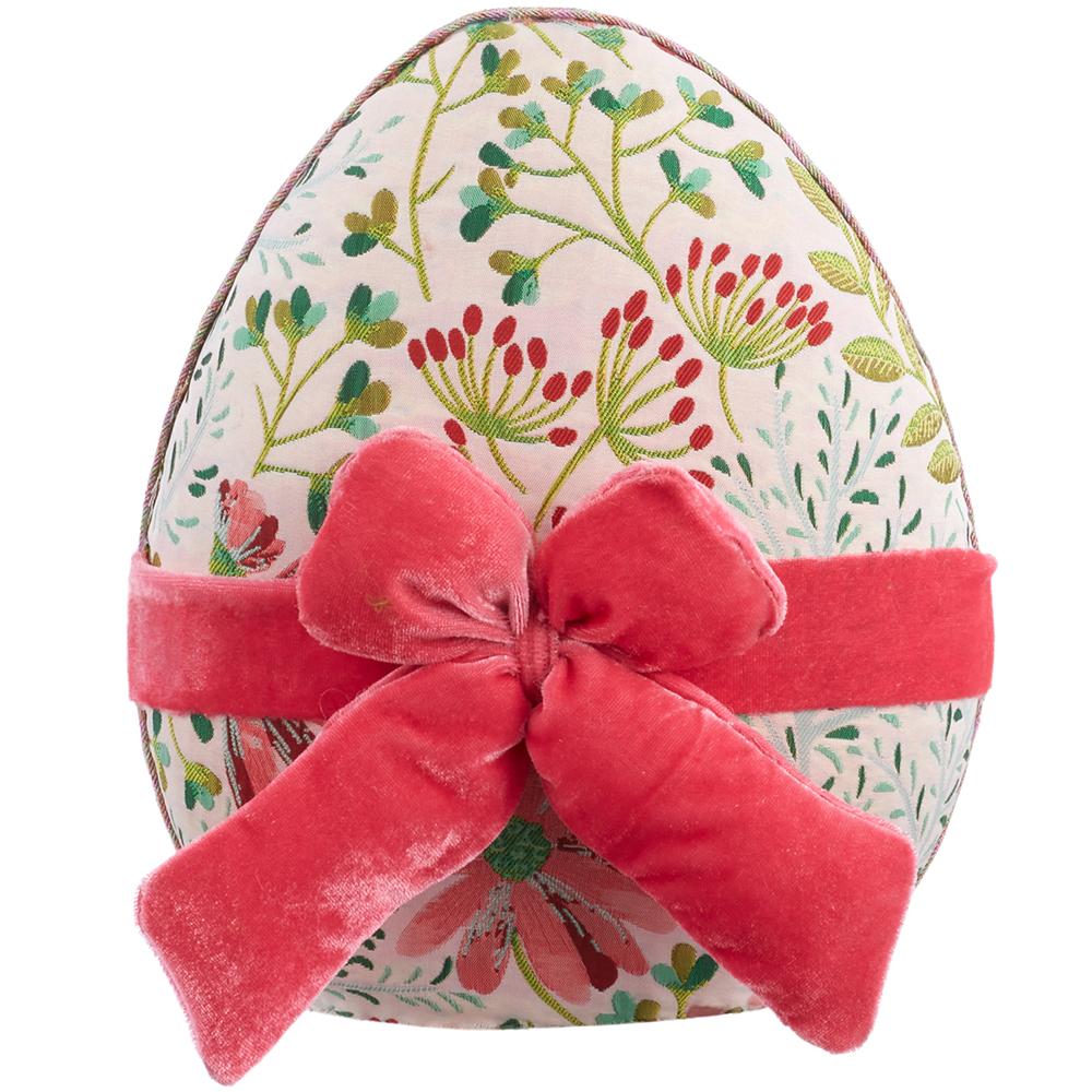 9.5"EGG FLORAL PINK/GREEN - Burlap and Bling Decor