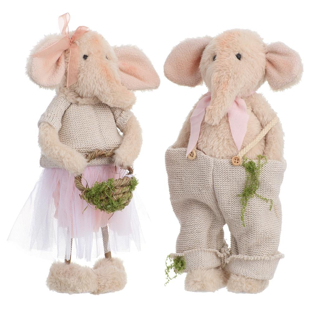 MR. & MRS. ELEPHANT 12" SET of 2 - Burlap and Bling Decor