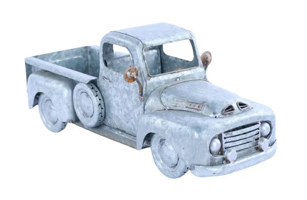 16"L X 6.5"H METAL TRUCK PLANTER ANT GALVANIZED, W/LINER
