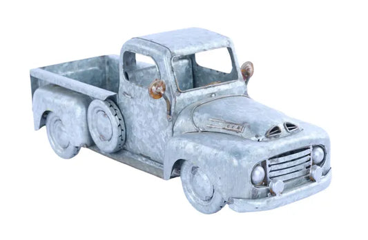 16"L X 6.5"H METAL TRUCK PLANTER ANT GALVANIZED, W/LINER