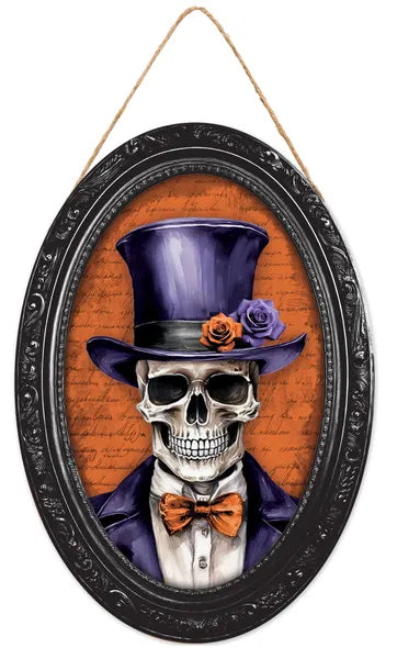 13"H X 9"L SKELETON PORTRAIT SIGN - Burlap and Bling Decor