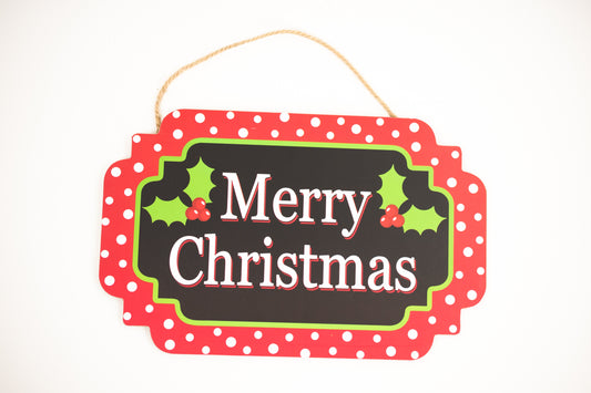 12.5"L X 8"H MDF MERRY CHRISTMAS Color: BLACK/RED/WHITE/GREEN