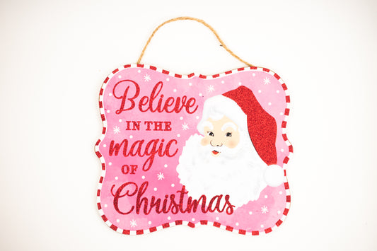 10.5"L X 9"H MAGIC OF CHRISTMAS SIGN Color: PINK/RED/WHITE