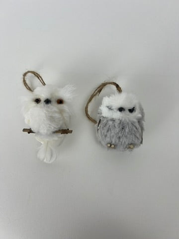 Baby Owl Ornament 3" Brown or White