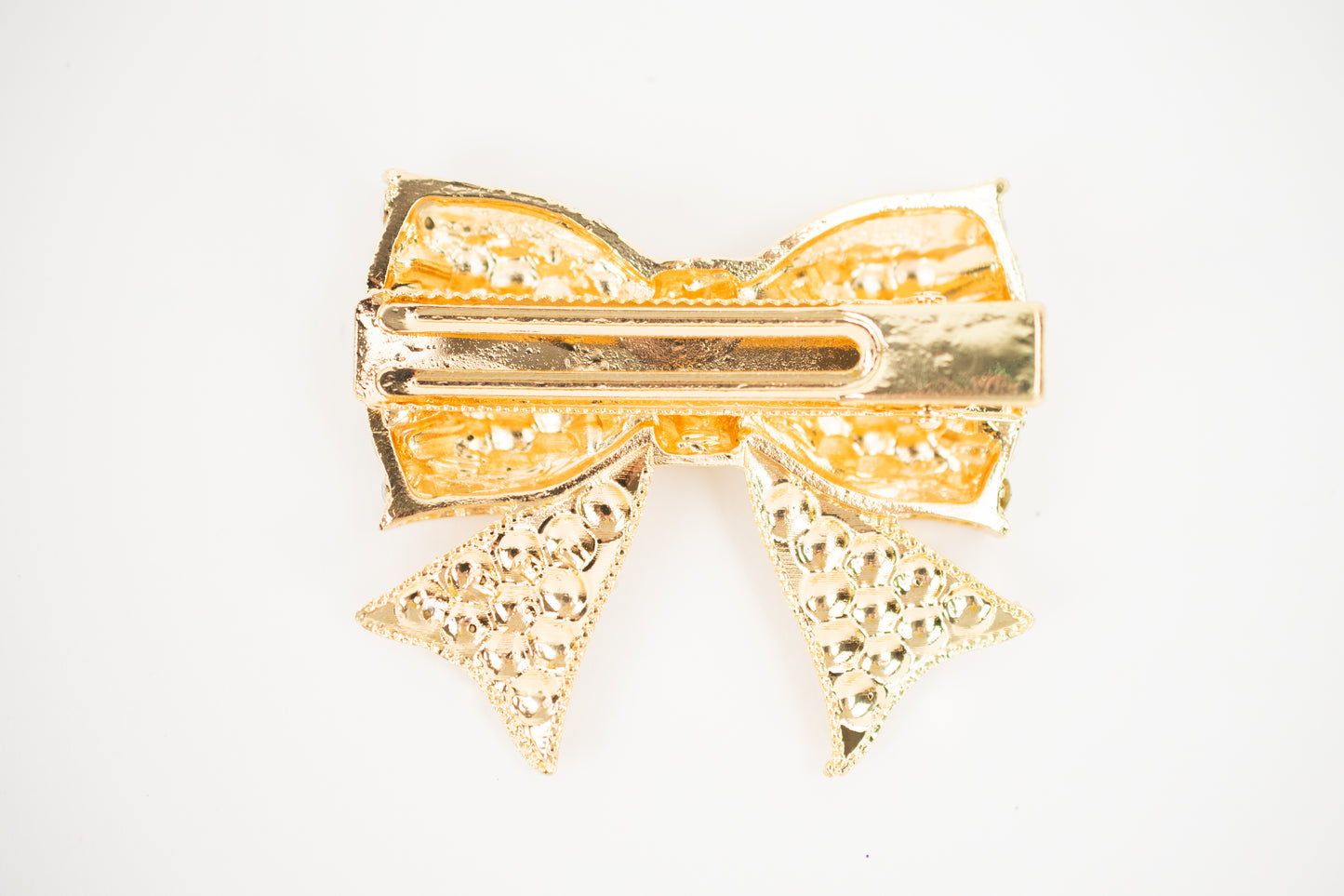 2.5" crystal clip bow, clear gold