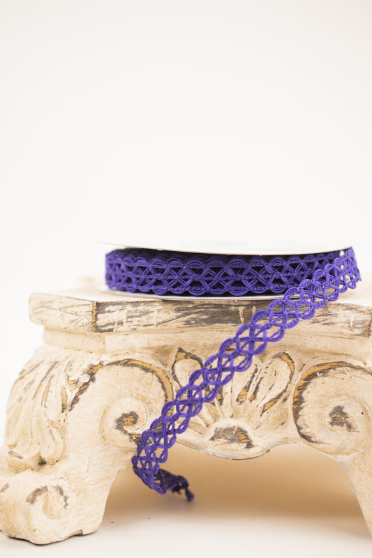 5/8"X10YD OPEN WEAVE TRIM, WIRED PURPLE - Burlap and Bling Decor