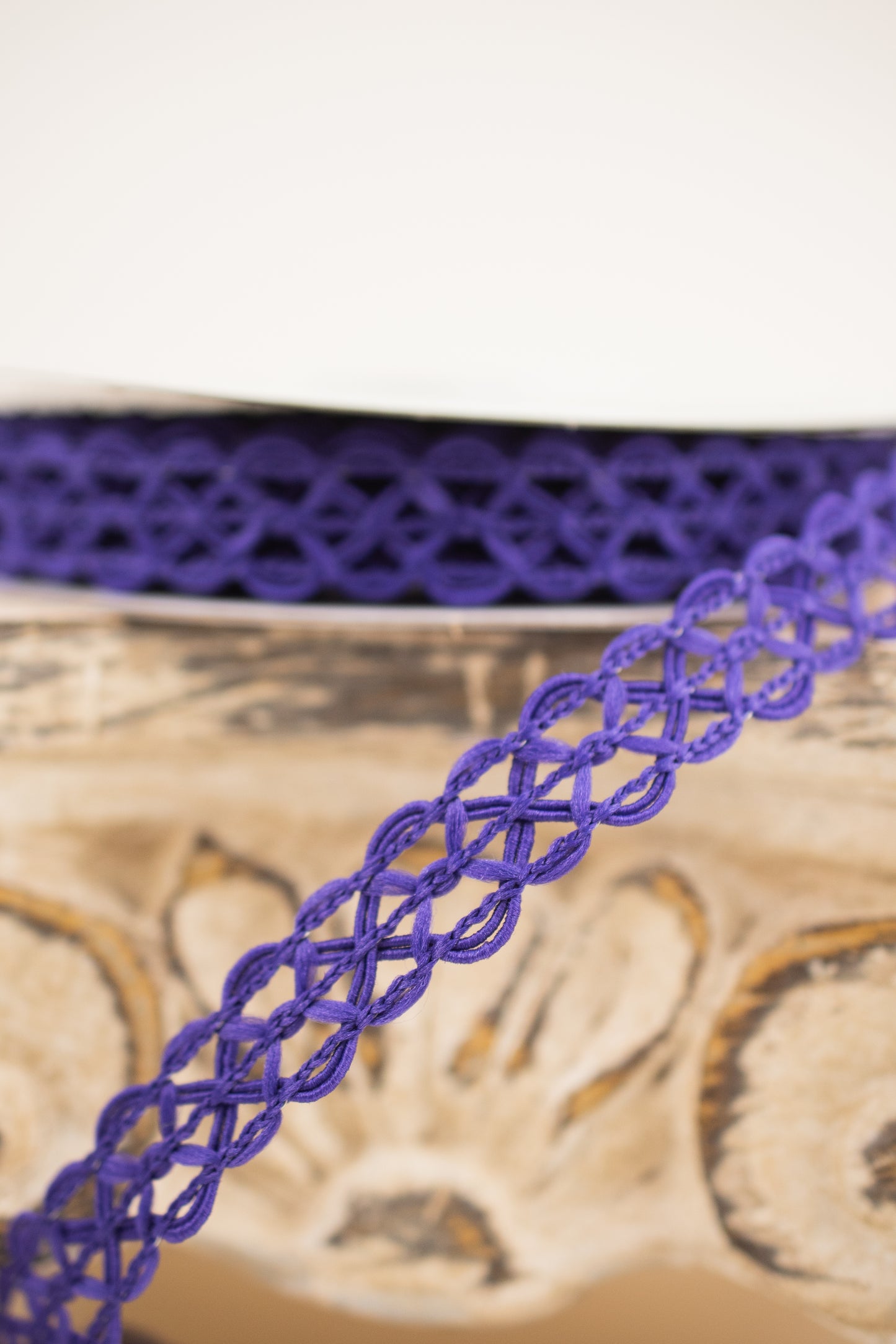 5/8"X10YD OPEN WEAVE TRIM, WIRED PURPLE - Burlap and Bling Decor