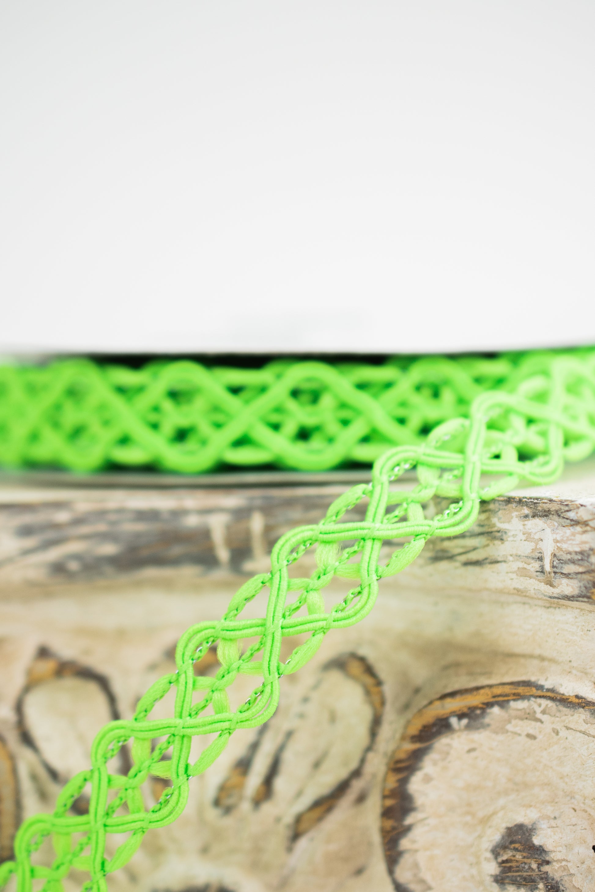 5/8"X10YD OPEN WEAVE TRIM, WIRED FRESH GREEN - Burlap and Bling Decor