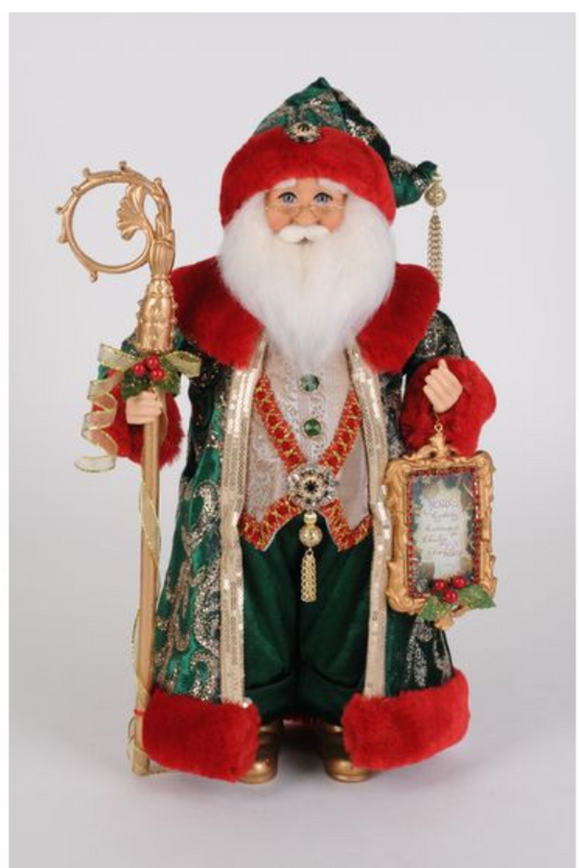 Evergreen & Crimson Santa - Burlap and Bling Decor
