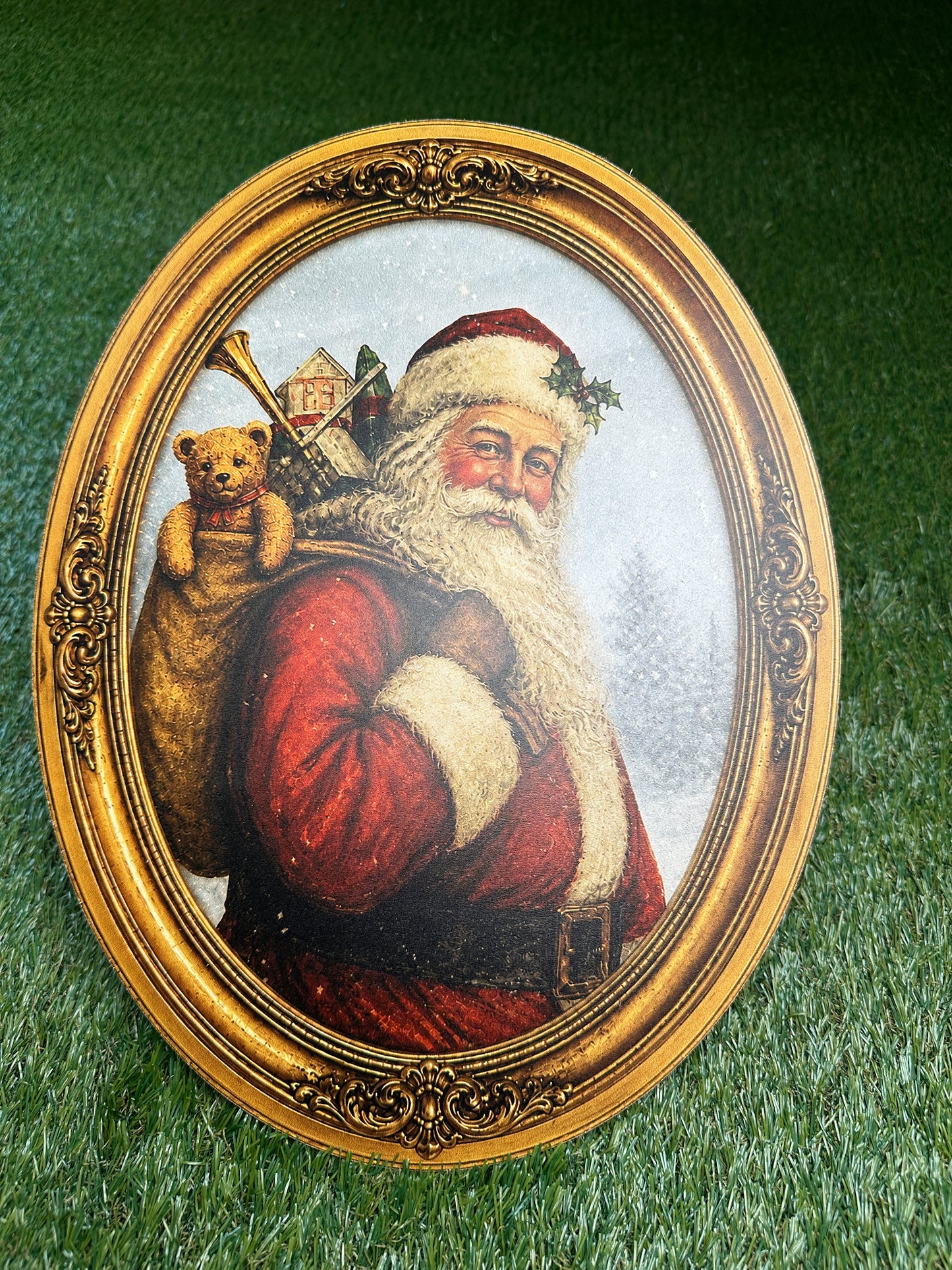 Vintage Santa Lt Tone 15" Wood Sign