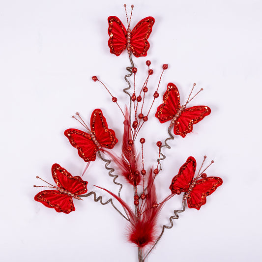 27" BUTTERFLY SPRAY RED - Burlap and Bling Decor