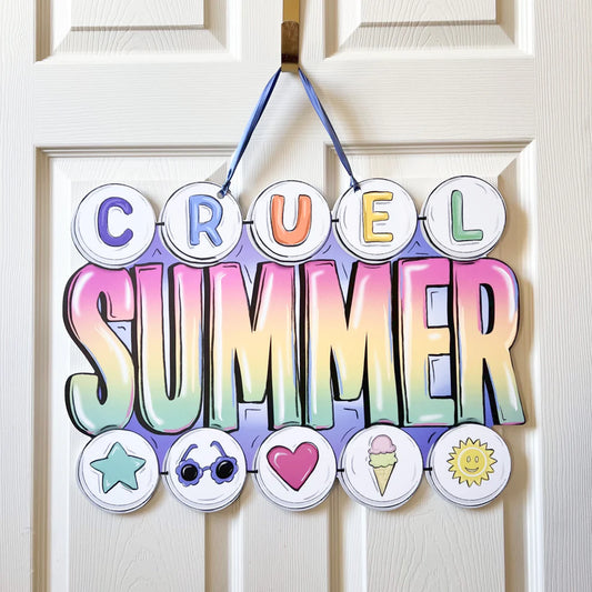 Cruel Summer Door Hanger Swiftie Friendship Bracelet Outdoor - Burlap and Bling Decor