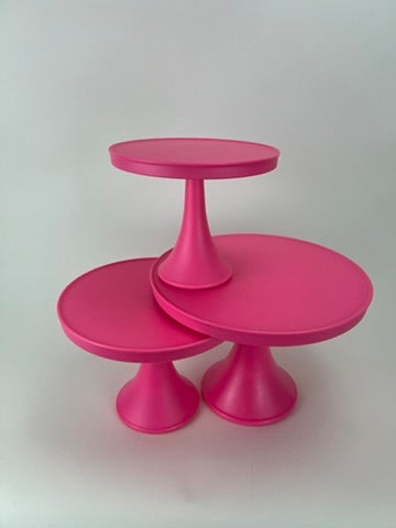 Hot Pink Cake Plates, Melamine, 8.5", 10.5" or 12.5" Hot Pink, Pick one - Burlap and Bling Decor